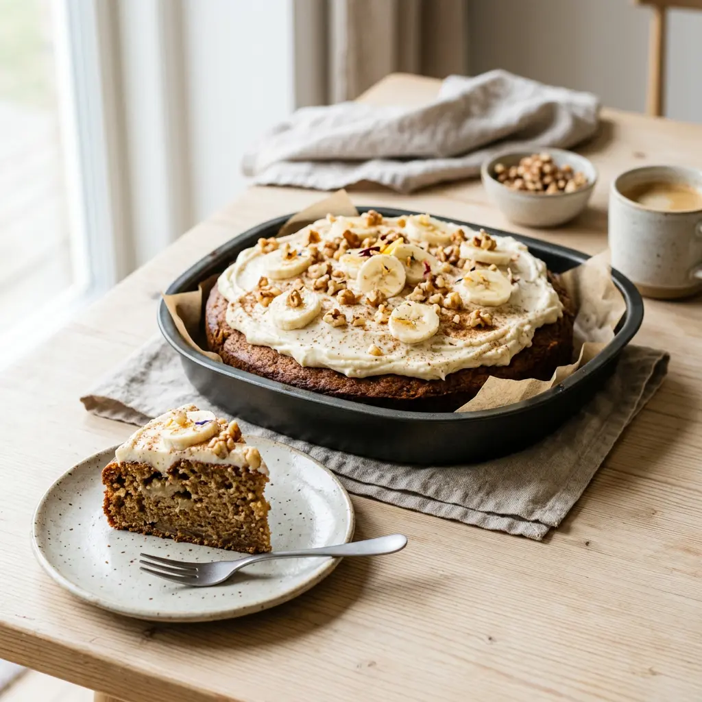 Fotografija recepta Bananina torta v cvrtniku na vroč zrak kot pripravljene domače sladice