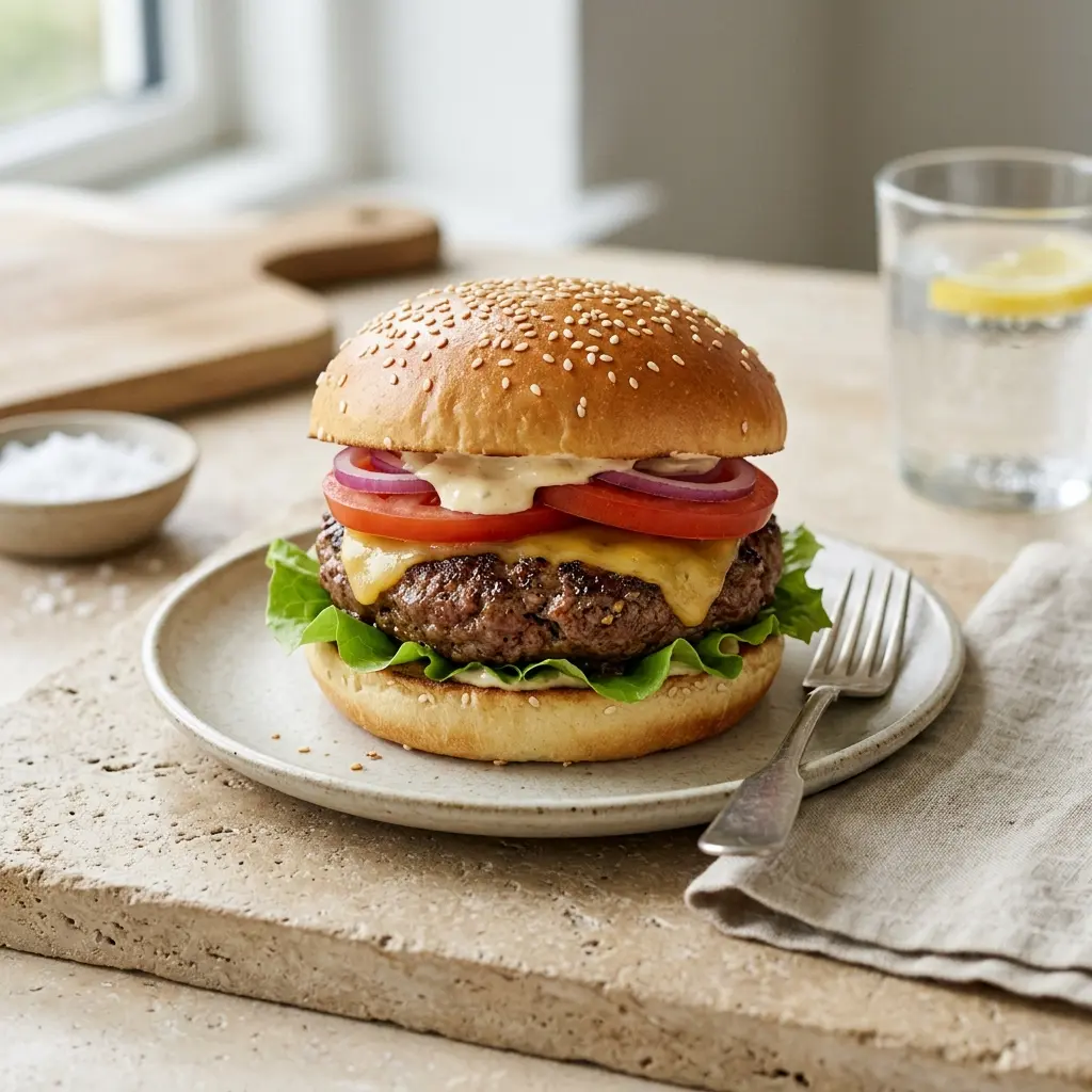Fotografija recepta Domači burger kot pripravljene domače jedi
