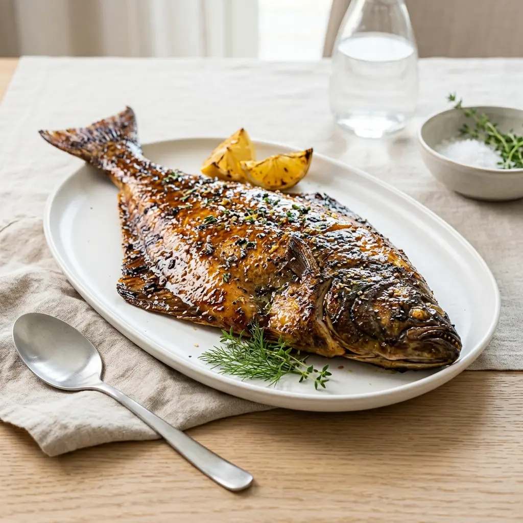 Fotografija recepta Glaziran halibut kot pripravljene domače jedi