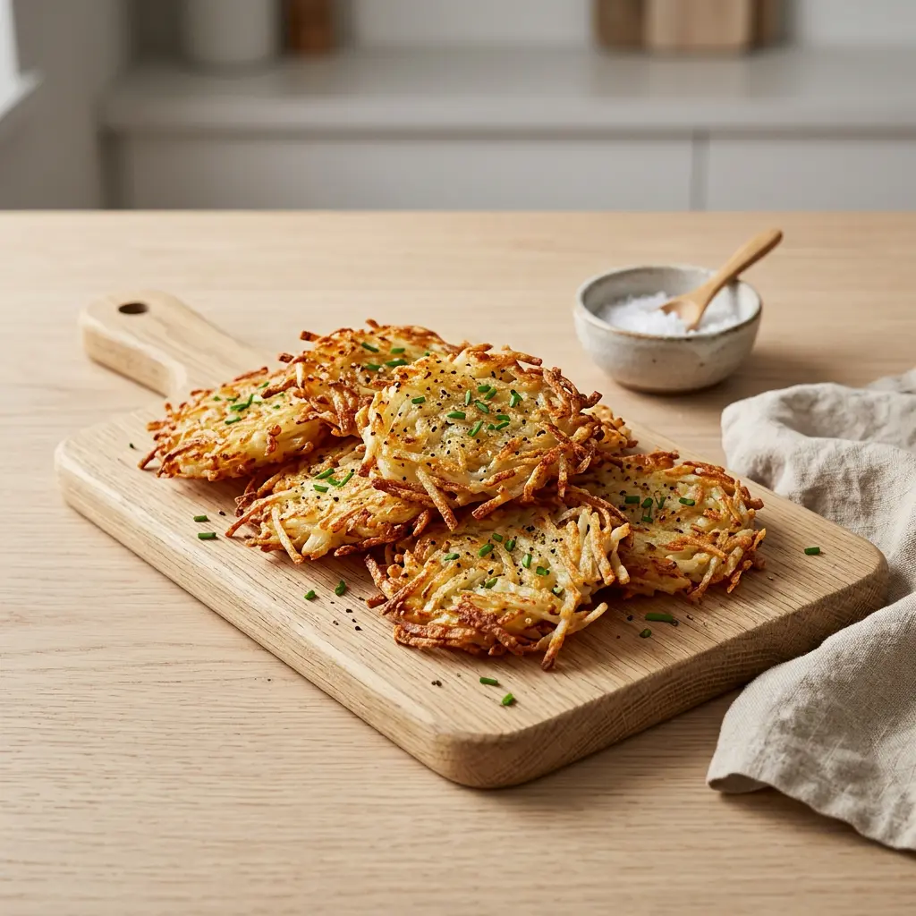 Fotografija recepta Hash browns v cvrtniku na vroč zrak kot pripravljene domače jedi