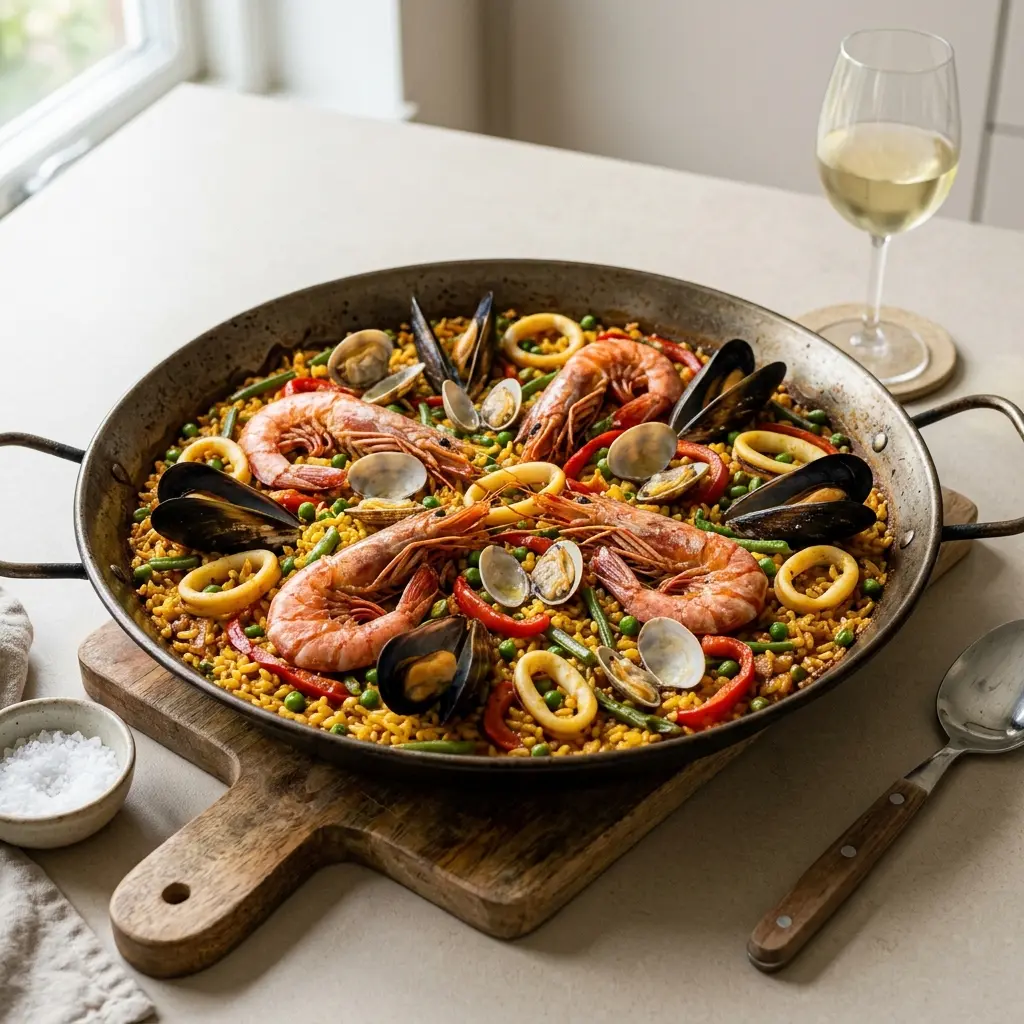 Fotografija recepta Paella z morskimi sadeži kot pripravljene domače jedi