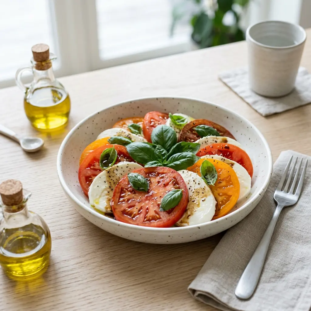 Fotografija recepta Paradižnikova solata z mozzarello kot sveže solate