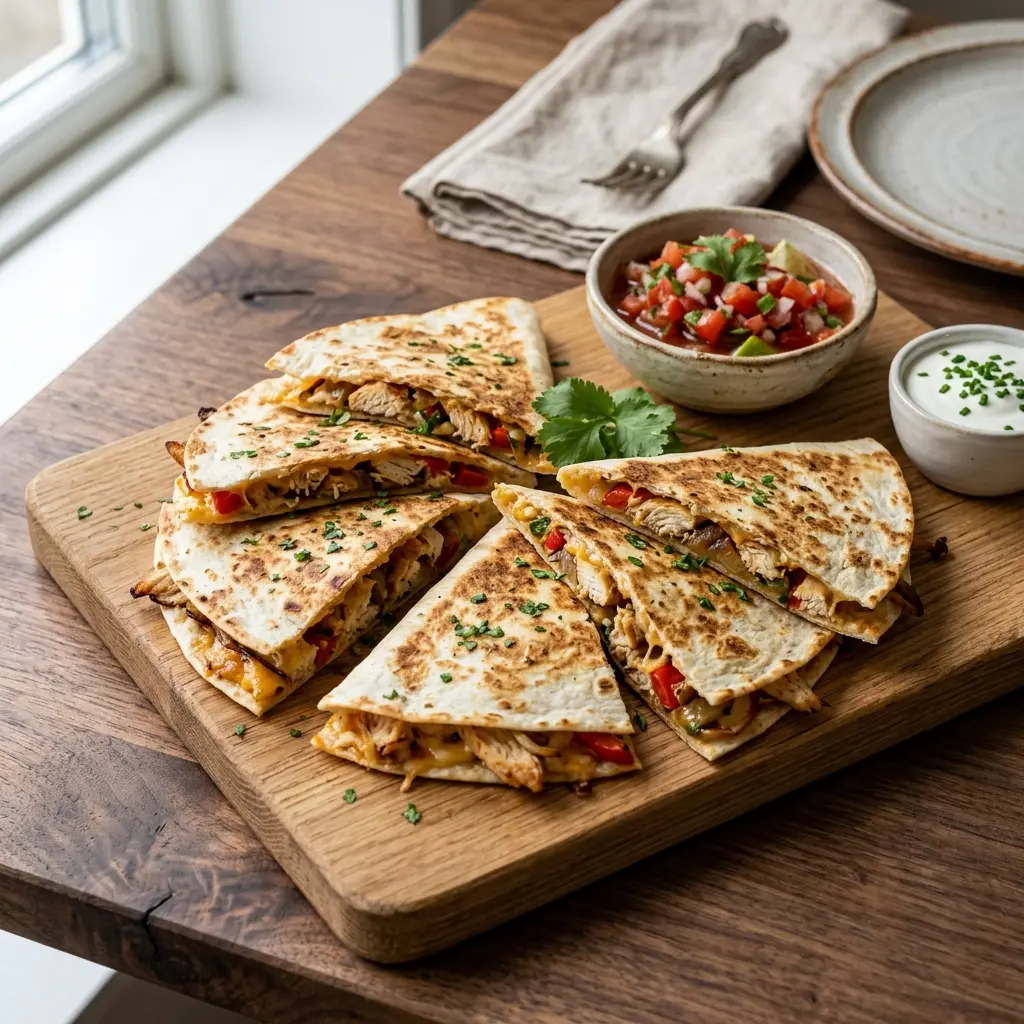 Fotografija recepta Quesadille s piščancem kot pripravljene domače jedi